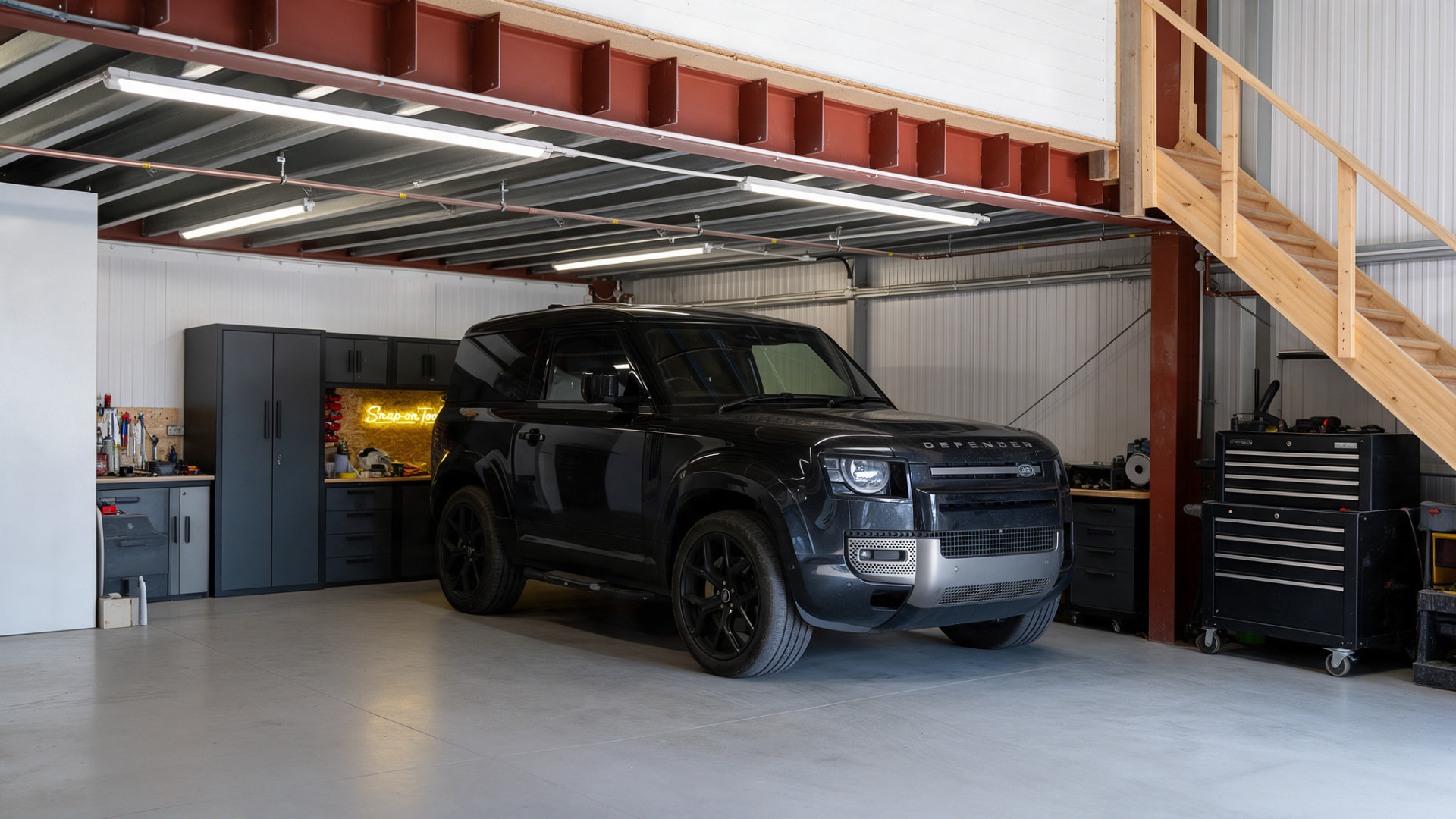 Land Rover Defender in the Rocket Re-Finishing workshop
